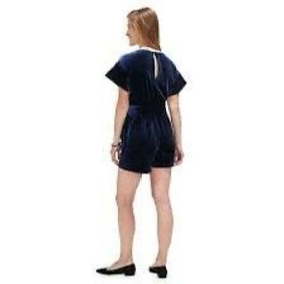 Vineyard Vines Size XS Bow Waist Velvet Romper Dark Blue Holiday Cocktail Party - Picture 2 of 12